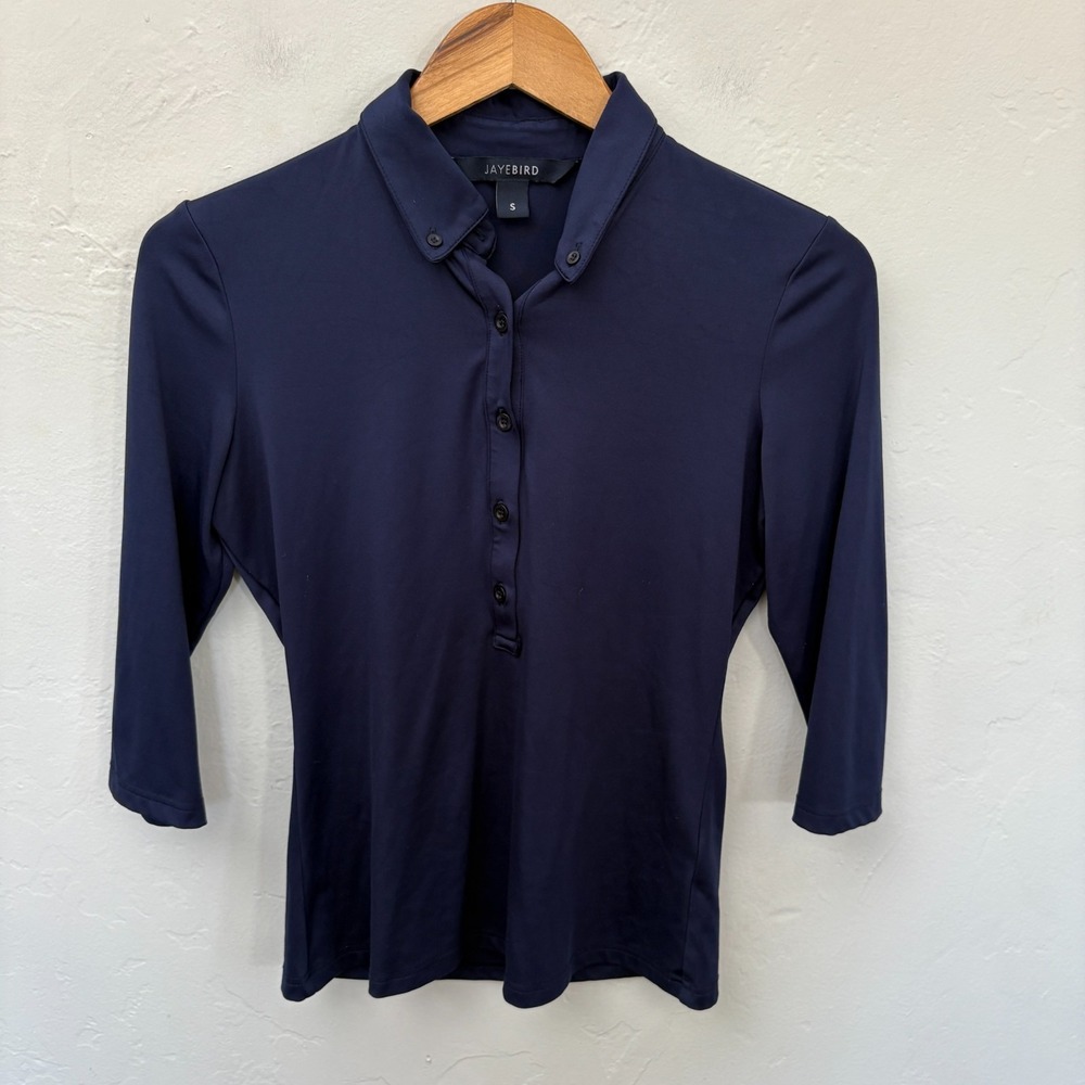 Jayebird Golf Polo Shirt Women Size Small Navy Blue Half Sleeve Runs Small